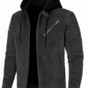 suede jacket, removable hood