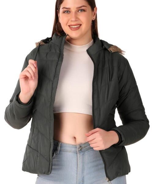 women's puffer regular fit bomber jacket